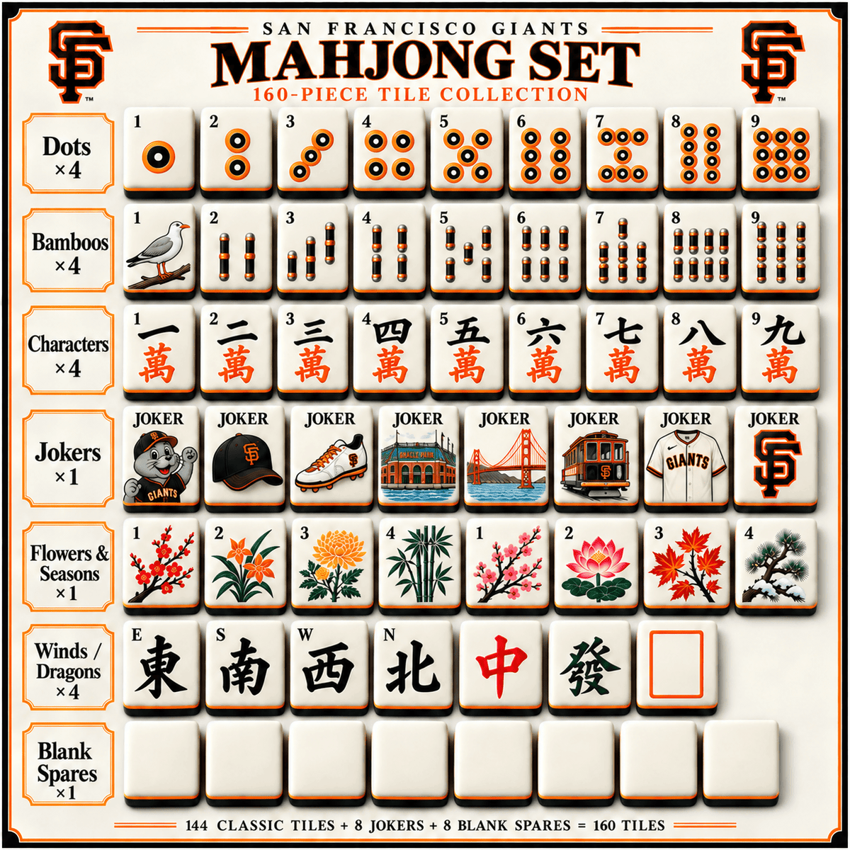 Premium SFG Mahjong Tiles Set PVNA