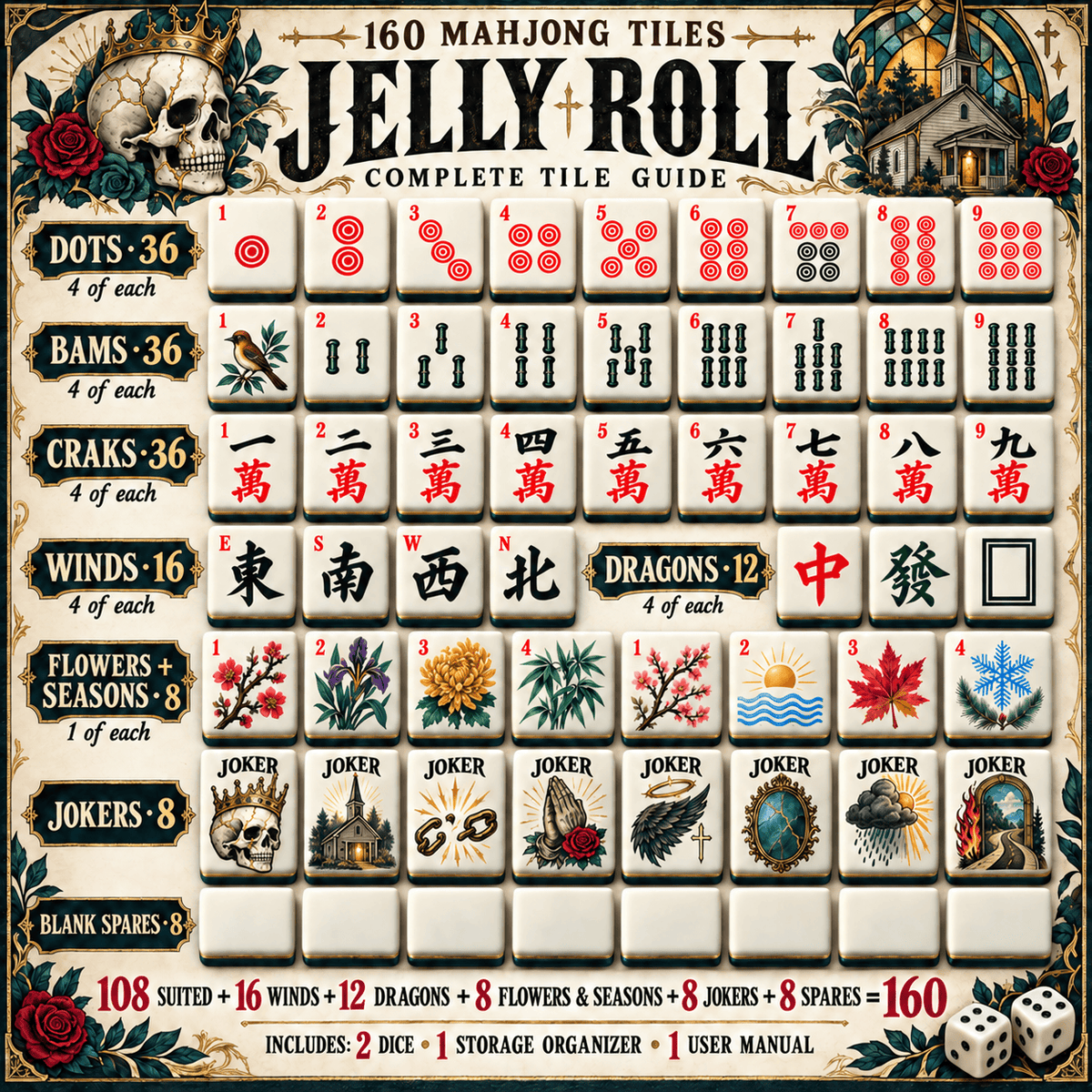 Premium JLR Mahjong Tiles Set PVNA