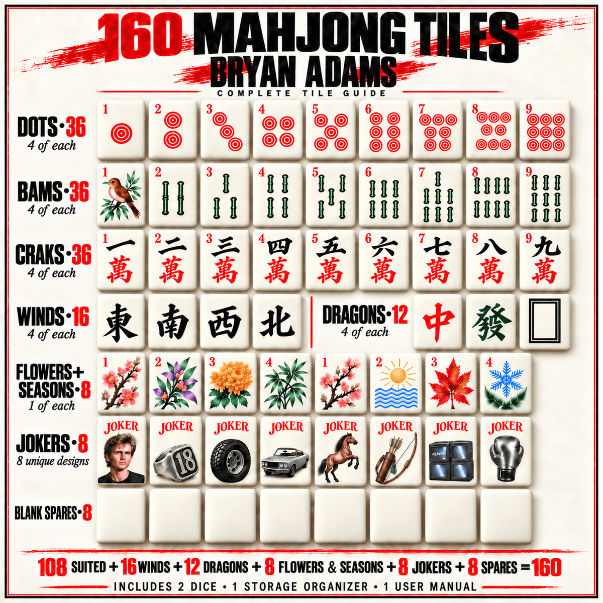 Premium BRAD Mahjong Tiles Set TTMH