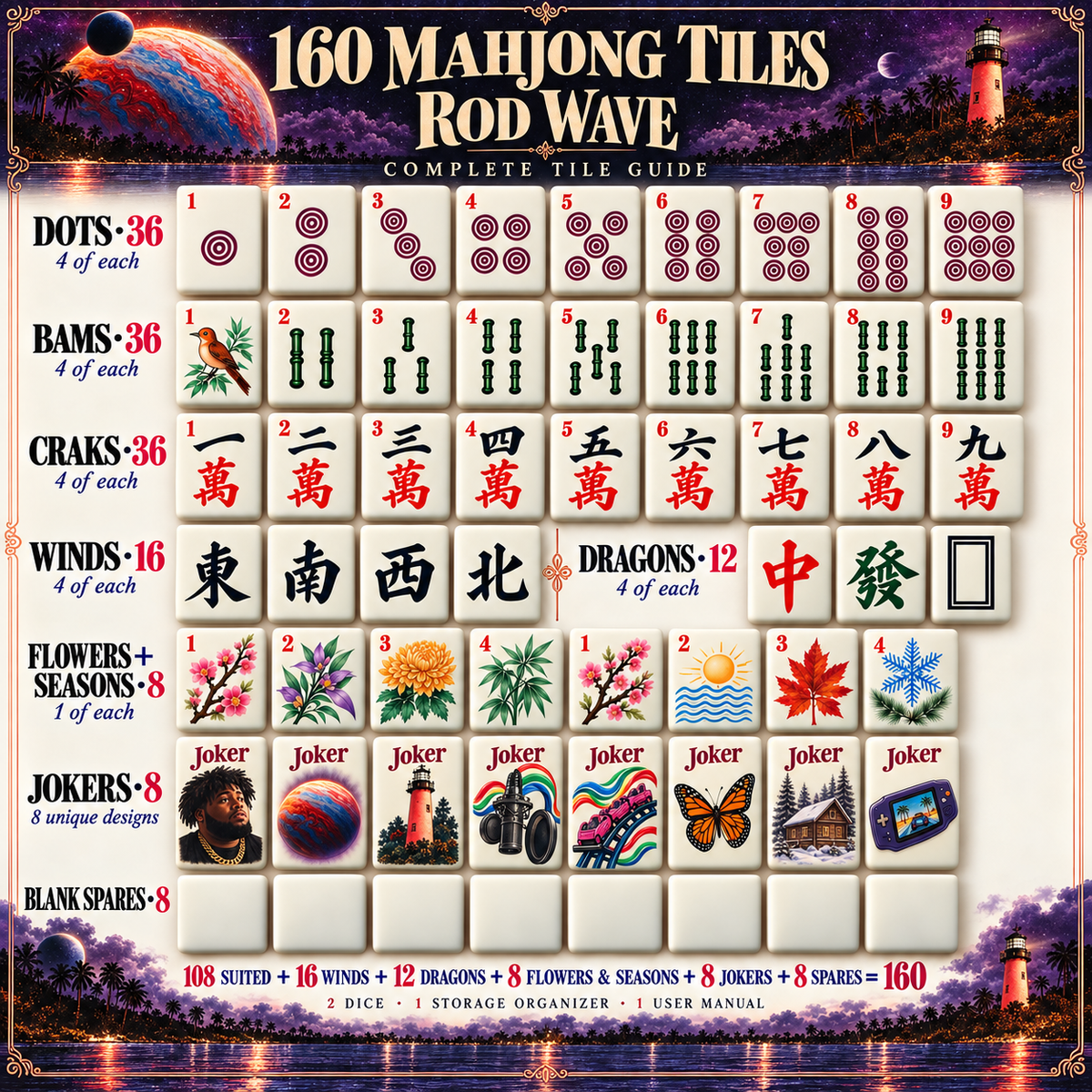 Premium RODW Mahjong Tiles Set TTMH
