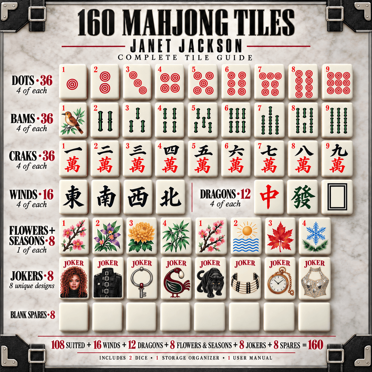 Premium JNJS Mahjong Tiles Set TTMH