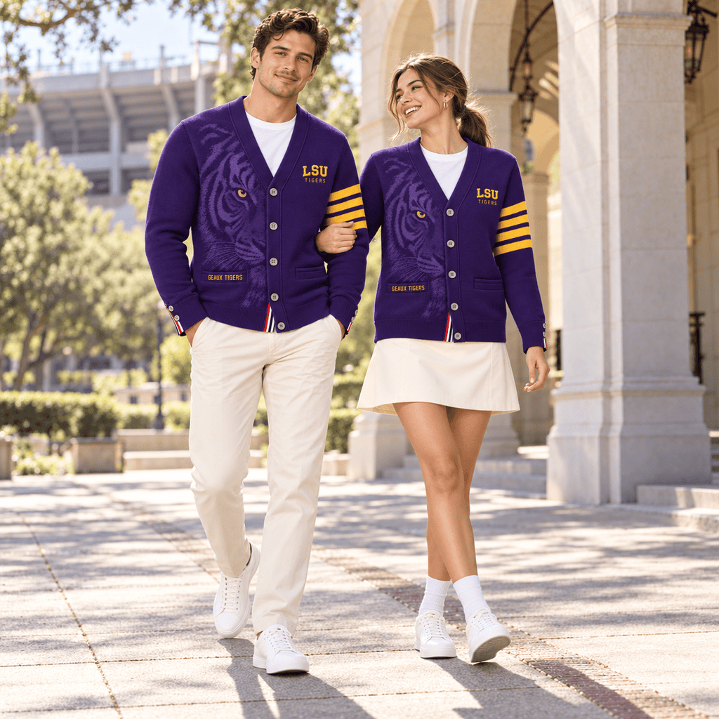LSU Classic 4-Bar V-Neck Cardigan TTTT